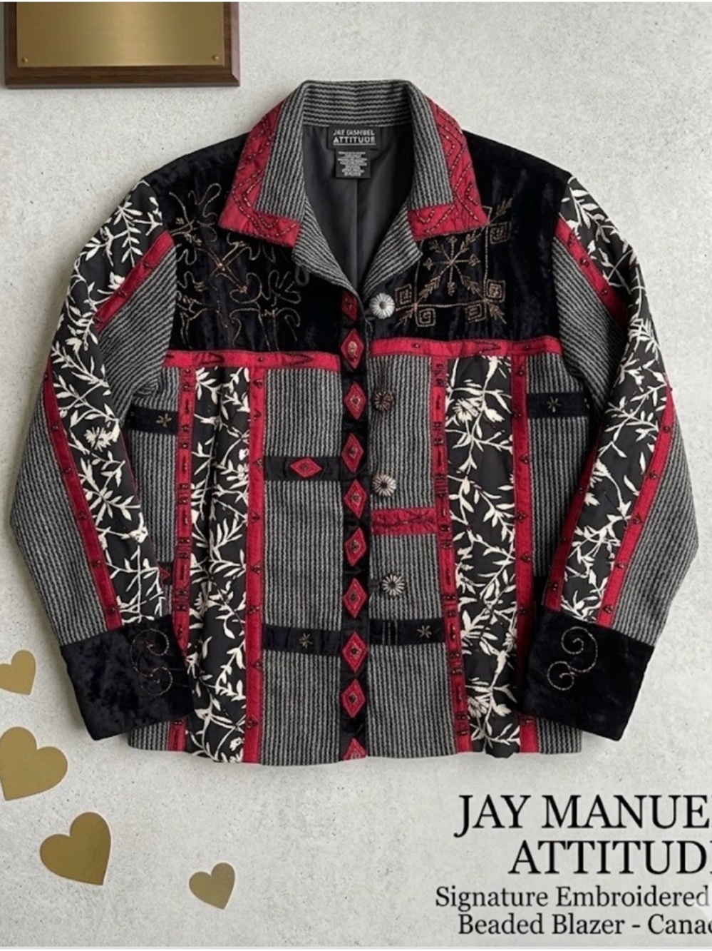 ATTITUDE ~ Jay Manuel Mixed Media Art Jacket Patchwork